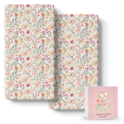 Crib Sheets for Girls - Watercolor Daila (Pack of 2) Crib Sheets for Girls - Watercolor Daila (Pack of 2)