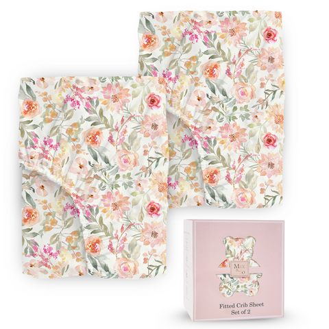Crib Sheets for Girls - Watercolor Daila (Pack of 2) Crib Sheets for Girls - Watercolor Daila (Pack of 2)