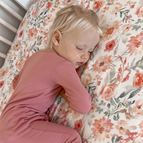 Crib Sheet Set - Floral & Solid Pink Ultra-Soft Bedding for Crib Mattress and Toddler Beds