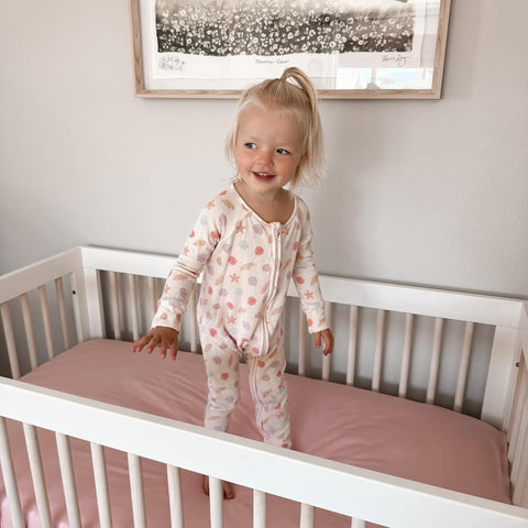 Crib Sheet Set - Floral & Solid Pink Ultra-Soft Bedding for Crib Mattress and Toddler Beds