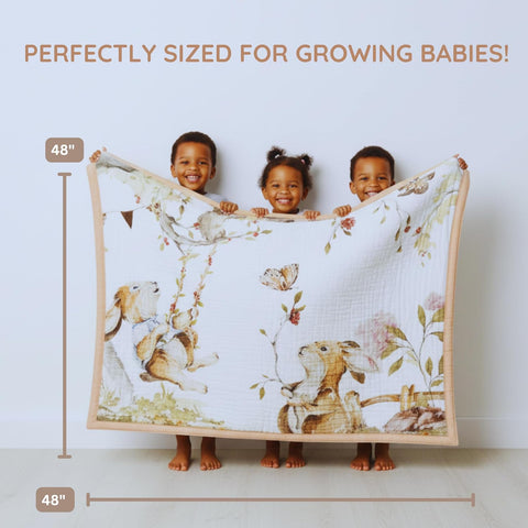 Muslin Cotton Animal Baby Blanket - Gender Neutral for Newborns & Toddlers