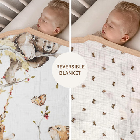 Muslin Cotton Animal Baby Blanket - Gender Neutral for Newborns & Toddlers