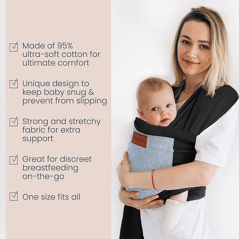 Baby Wrap Carrier - Black Gray